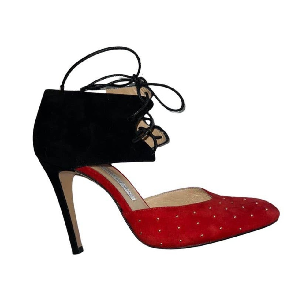 Bionda Castana Red & Black Suede Shoes Size 37